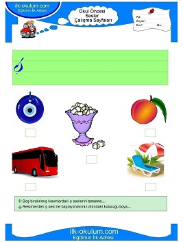 Çocuklar İçin ş Sesi Çalışma Sayfaları 